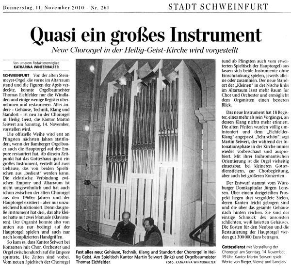 Zeitungsartikel Schweinfurt - Ank�ndigung der Vorstellung